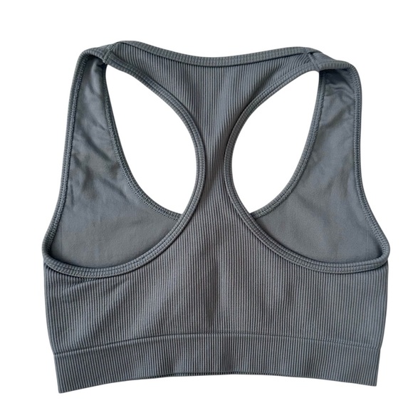 Alo Yoga Seamless Ribbed Bra - Steel Blue XS - Picture 3 of 5